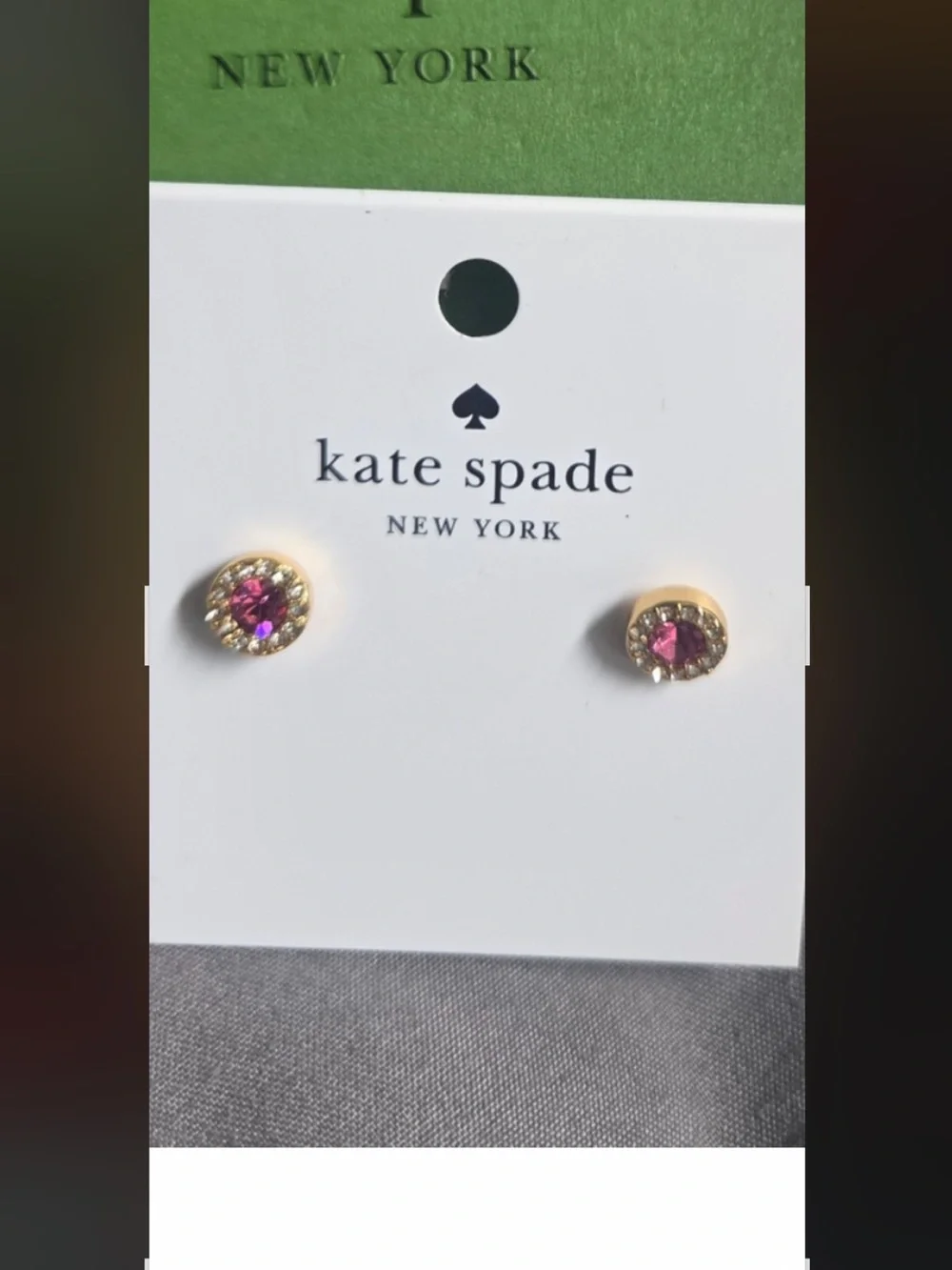 kate spade Gold-tone Pink Center Halo Stud Earrings